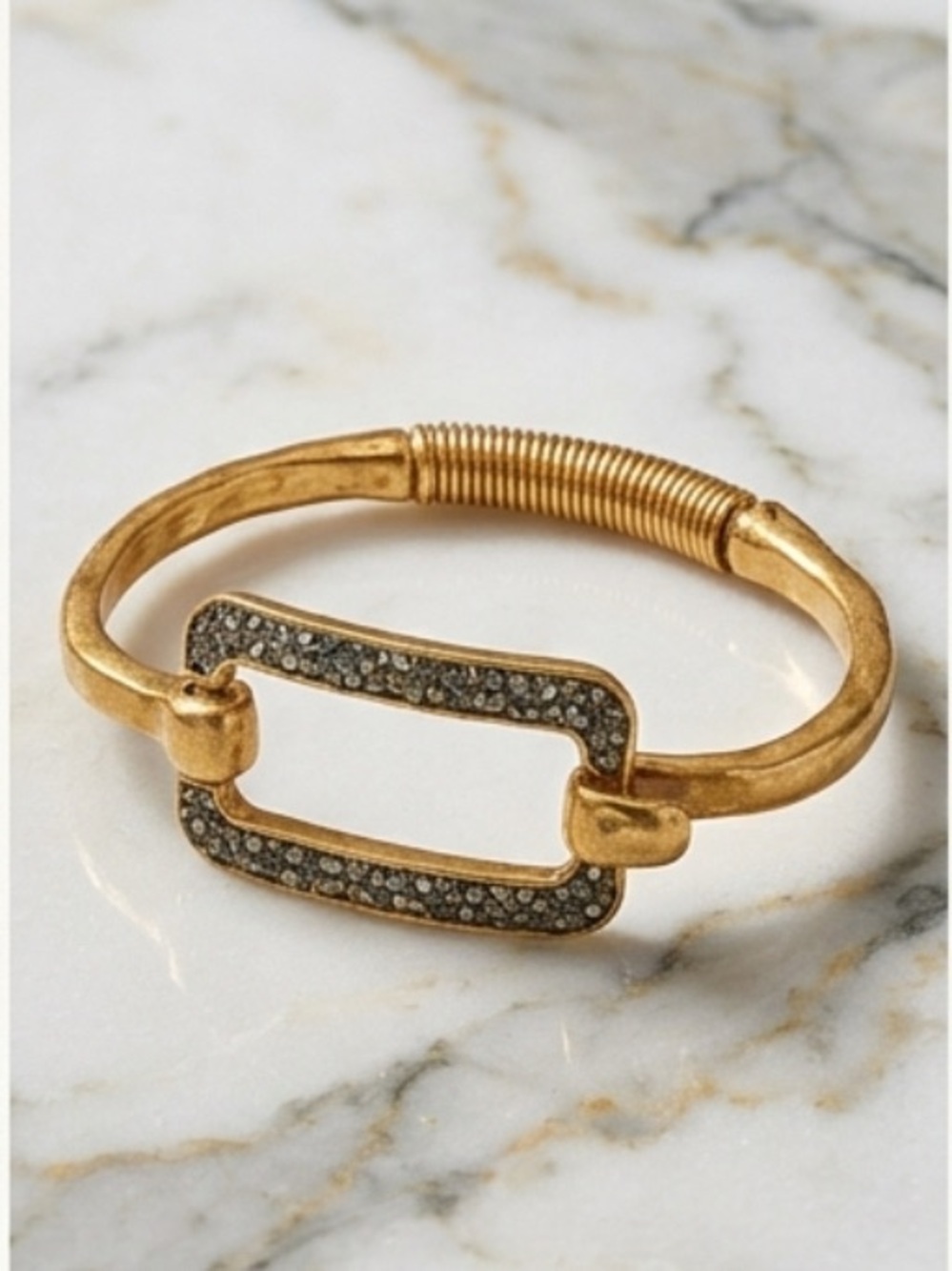 Gold-Tone Bracelet with Black Crystal Accents - Women Jewelry